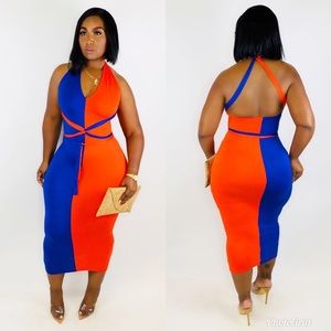 Sexy Colorblock Midi Dress